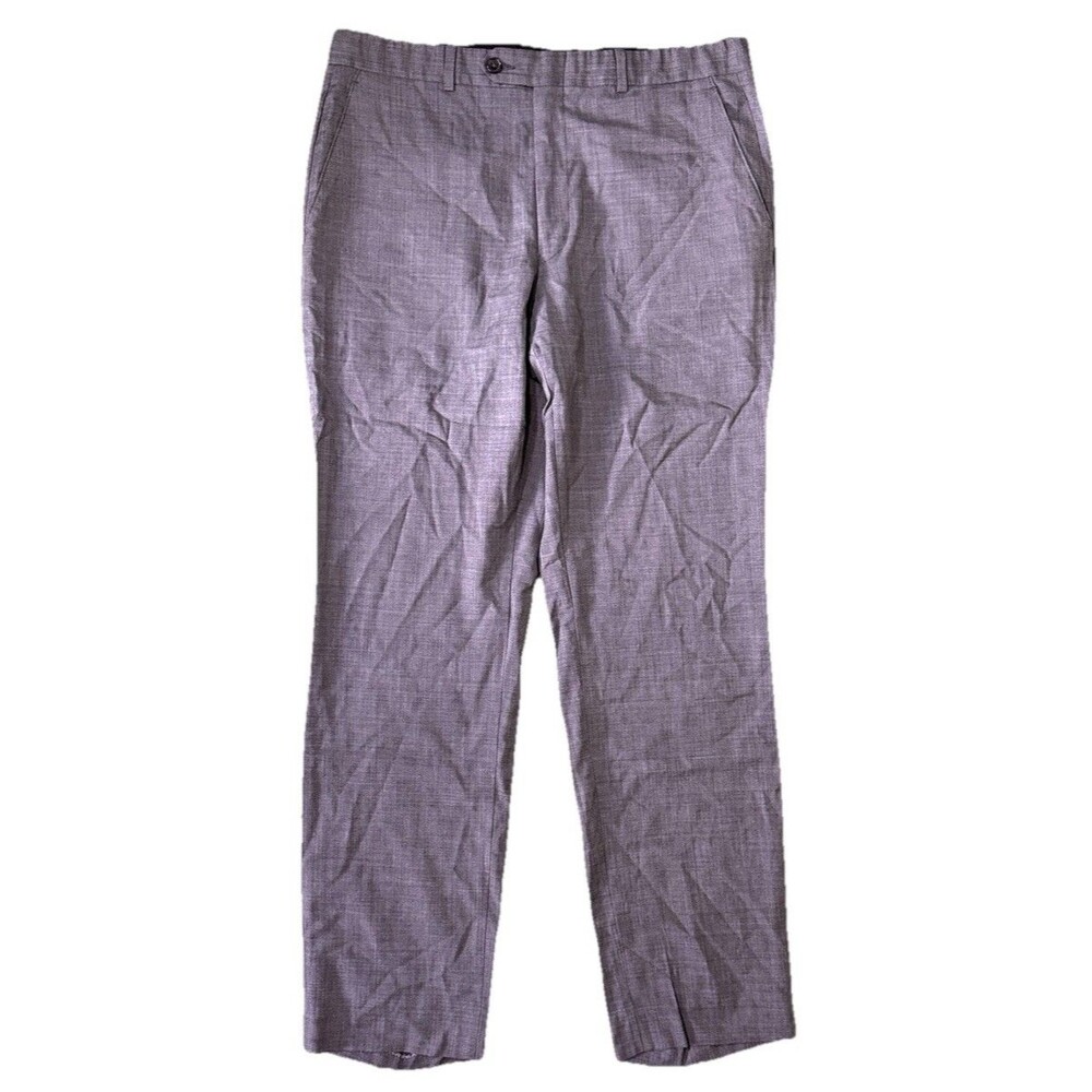 Mens Pants LAUREN RALPH LAUREN Gray 100% Wool 'Natural Stretch' Flat Front 34x32